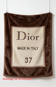 Dior Made in Italy Embossed Leather Flannel Sofa Throw Blanket D255
